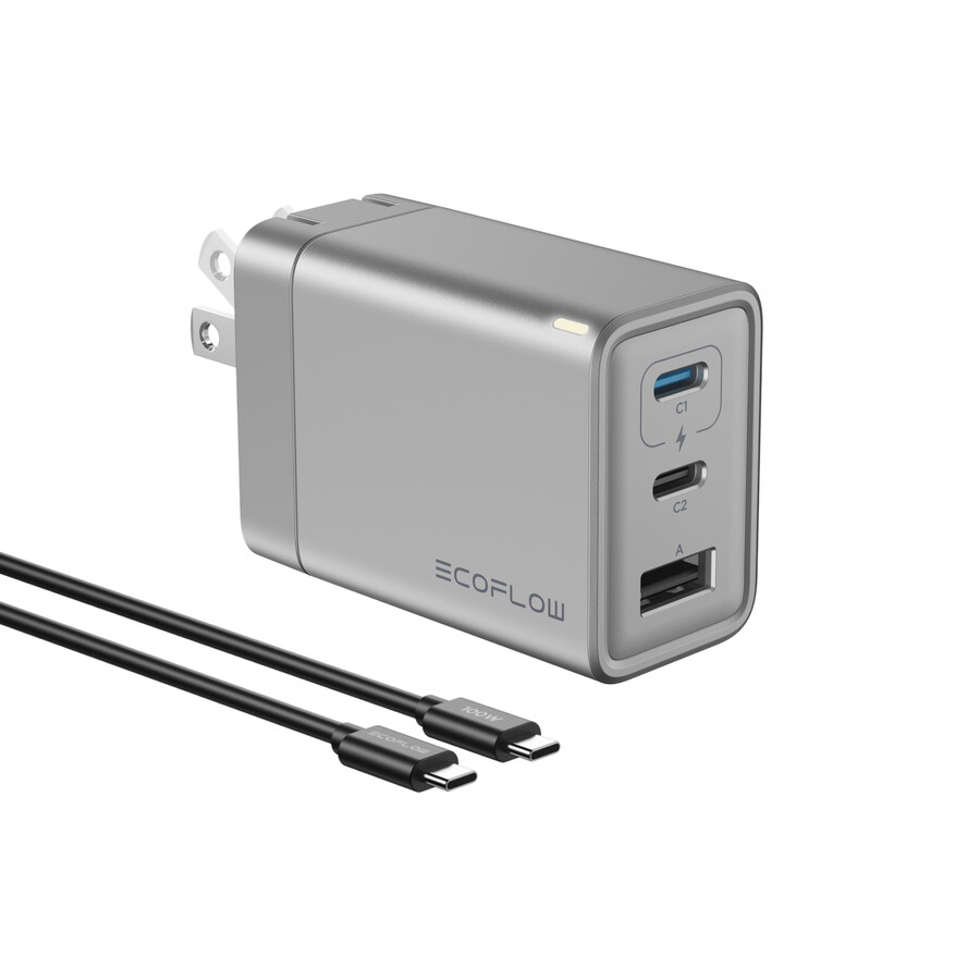 cargador ecoflow rapid gan de 65 w con cable de 100 w