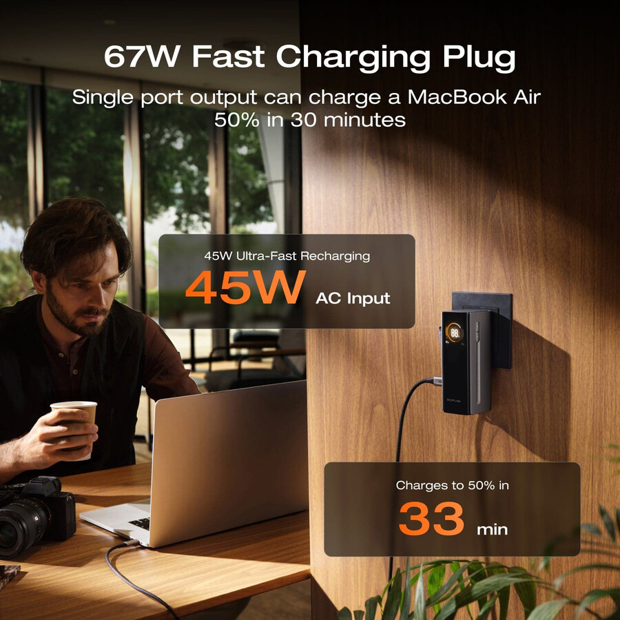 banco de energía 3 en 1 ecoflow rapid pro 10 000 mah 67 w