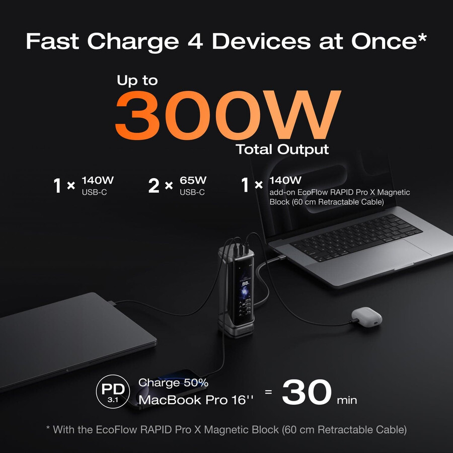 banco de energía ecoflow rapid pro x 27 650 mah 300 w
