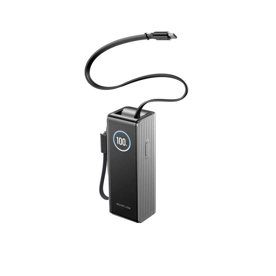 banco de energía ecoflow rapid 25 000 mah 170 w 100 w cables integrados y retráctiles