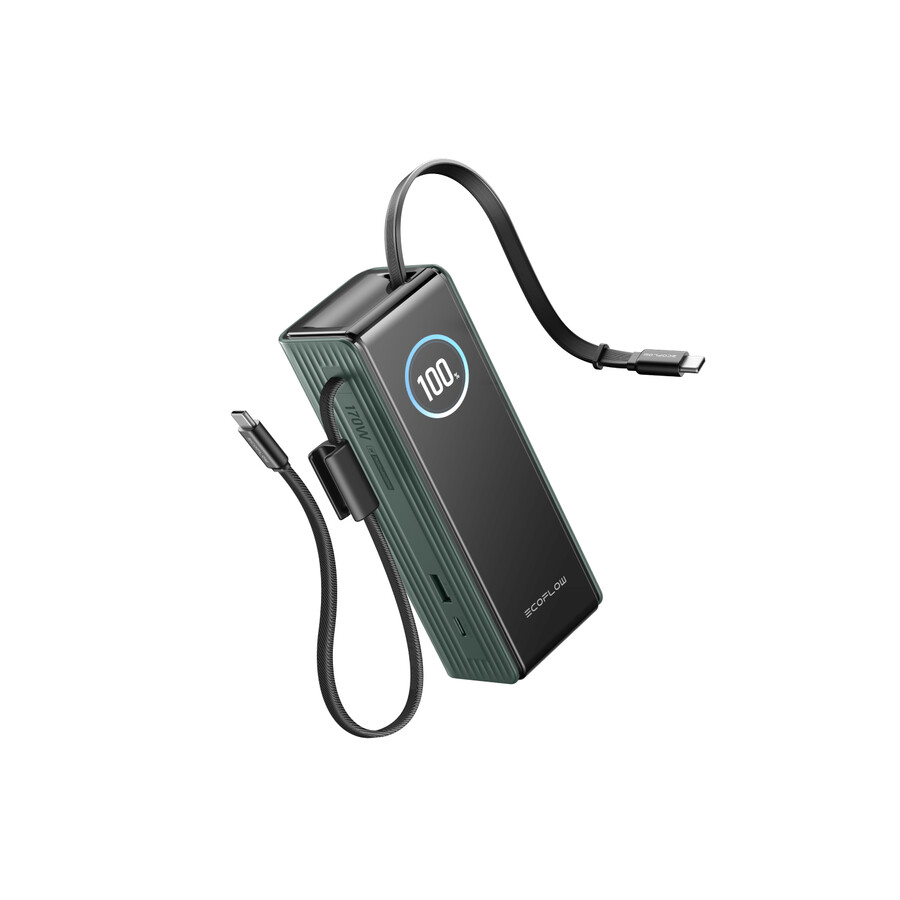banco de energía ecoflow rapid 25 000 mah 170 w 100 w cables integrados y retráctiles
