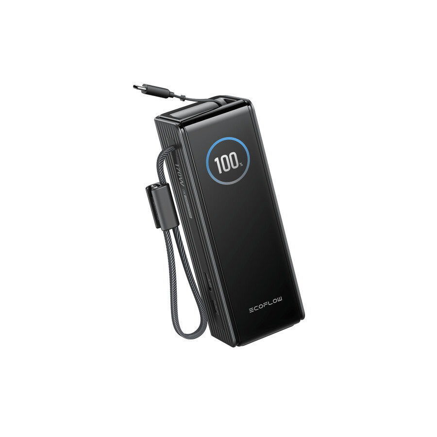 banco de energía ecoflow rapid 25 000 mah 170 w 100 w cables integrados y retráctiles